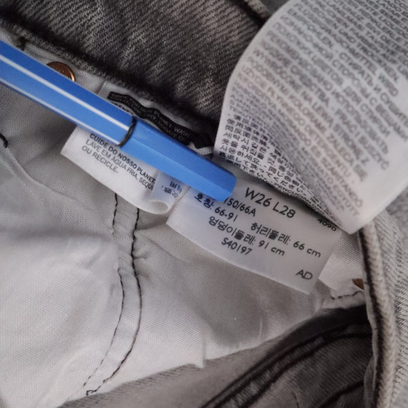 Levi's 501 Red Tab 26x28 Inseam 27 Gray Denim Jeans - Picture 10 of 13